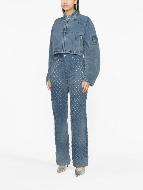 AMBUSH cropped denim biker jacket - Blue - zdjęcie produktu nr 2