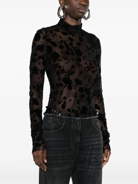 Givenchy floral-flocked mesh body - Black - zdjęcie produktu nr 2