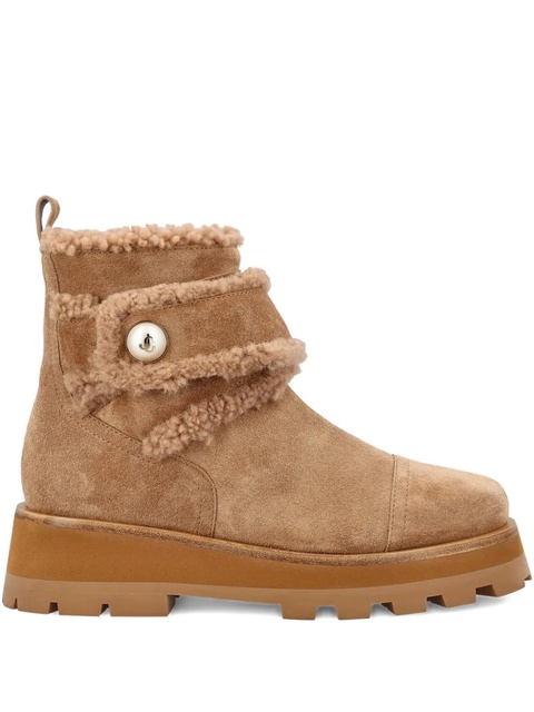 Jimmy Choo shearling-trimmed platform boots - Brown - zdjęcie produktu nr 1