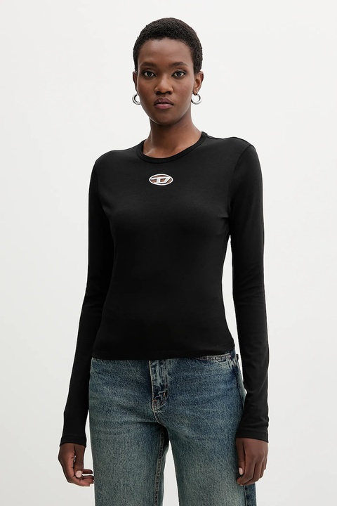 Diesel longsleeve bawełniany T-UNCUTIE-LONG-LS-OD kolor czarny A19438.0CLBR - zdjęcie produktu nr 1