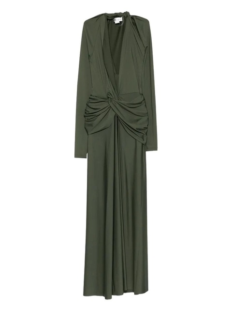 Victoria Beckham twist-front long-sleeve dress - Green - zdjęcie produktu nr 1