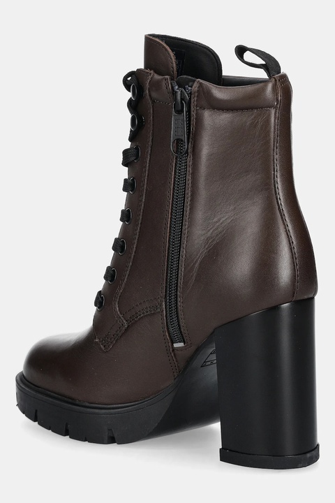 Tommy Jeans botki skórzane TJW HEEL LACE UP BOOT damskie kolor brązowy na słupku EN0EN02832 - zdjęcie produktu nr 2