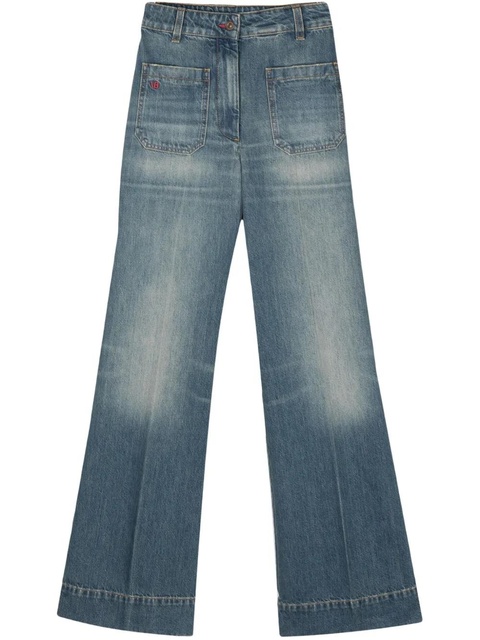Victoria Beckham logo-embroidered wide jeans - Blue - zdjęcie produktu nr 2