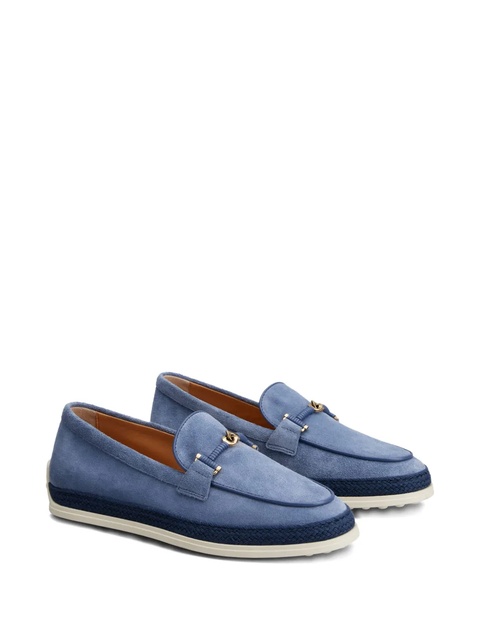 Tod's rafia-trimmed suede loafers - Blue - zdjęcie produktu nr 2
