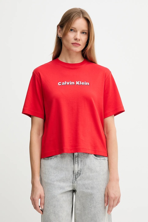 Calvin Klein Jeans t-shirt bawełniany damski kolor czerwony LV047D205G - zdjęcie produktu nr 1