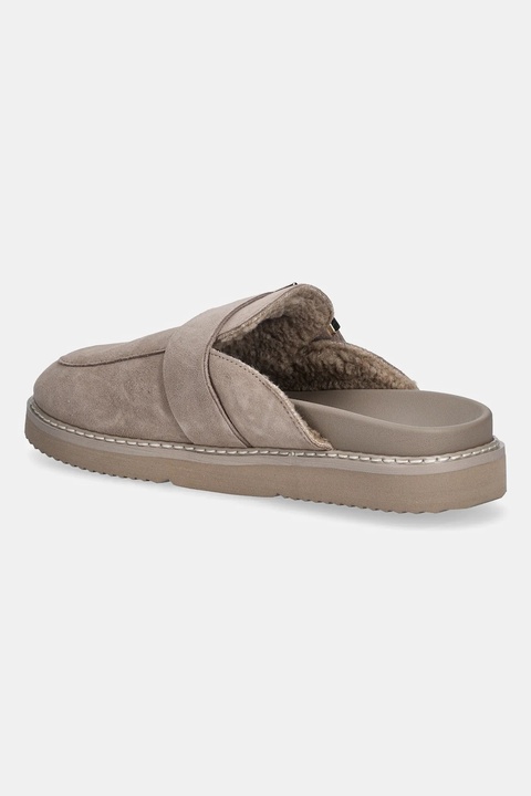 Tommy Hilfiger klapki zamszowe TH BUCKLE FUR SUEDE MULE damskie kolor beżowy FW0FW09083 - zdjęcie produktu nr 2