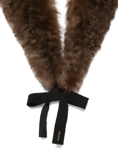 Prada shearling-bow scarf - Brown - zdjęcie produktu nr 1
