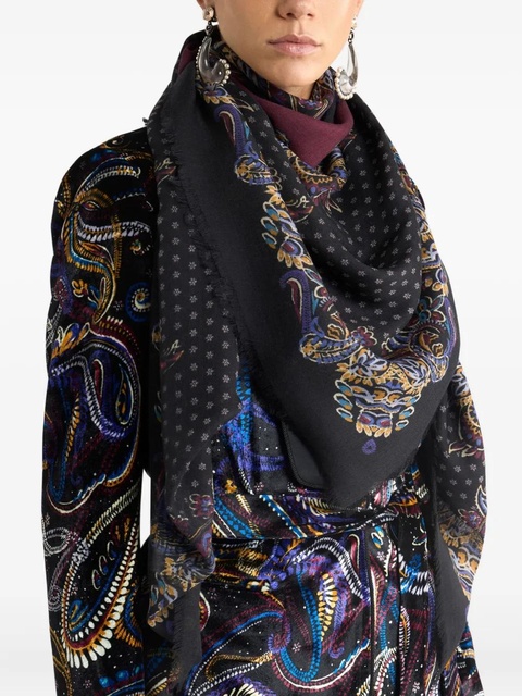 ETRO floral paisley cashmere shawl - Black - zdjęcie produktu nr 2