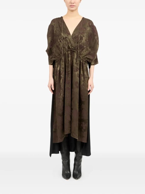MM6 Maison Margiela floral-print gathered midi dress - Brown - zdjęcie produktu nr 1