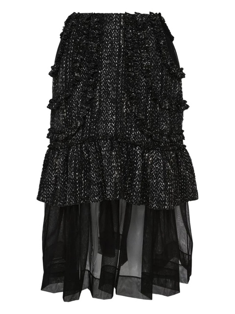 Simone Rocha multi-frill patchwork midi skirt - Black - zdjęcie produktu nr 2