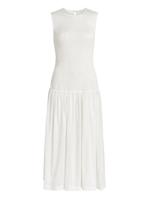 Marie Oliver Porter smocked-bodice midi dress - White - zdjęcie produktu nr 1