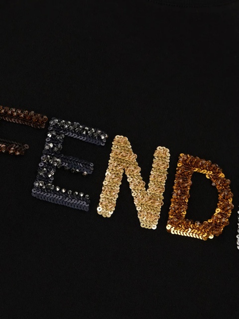 FENDI sequinned-logo T-shirt - Black - zdjęcie produktu nr 2