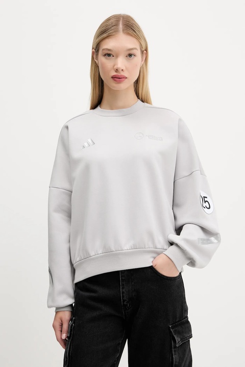 adidas bluza x Mercedes damska kolor szary z nadrukiem JW3480 - zdjęcie produktu nr 1