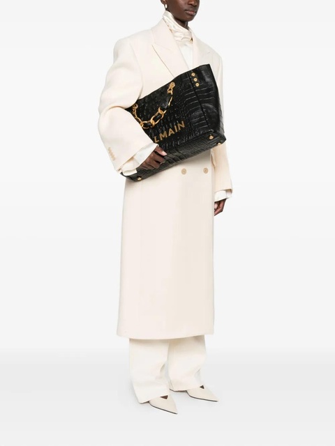 Balmain chain embossed leather tote bag - Black - zdjęcie produktu nr 2