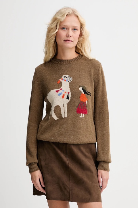 Weekend Max Mara sweter z wełną NITRA damski kolor brązowy 2525366292600 - zdjęcie produktu nr 1