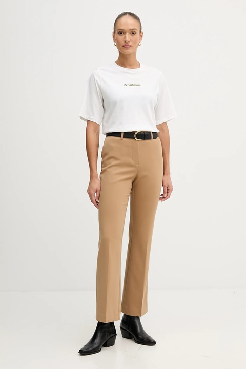 Sisley t-shirt bawełniany damski kolor beżowy 3I1XL107Y - zdjęcie produktu nr 2