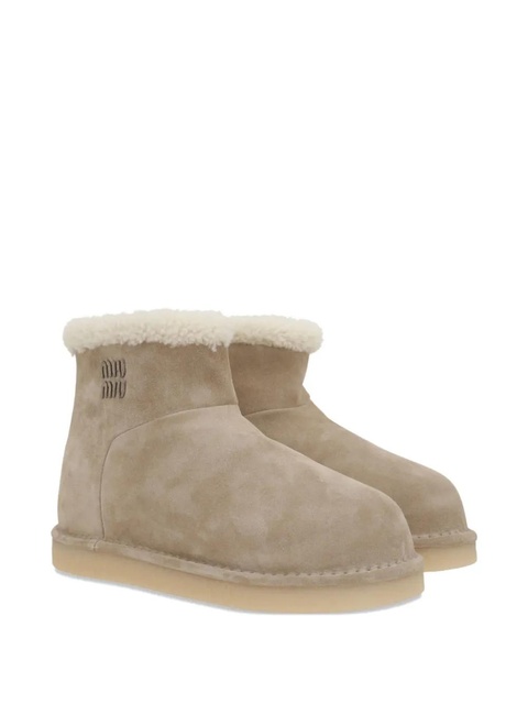 Miu Miu suede shearling boots - Neutrals - zdjęcie produktu nr 2