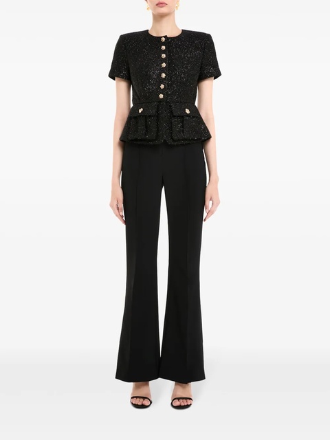 Self-Portrait tinsel bouclé jumpsuit - Black - zdjęcie produktu nr 1
