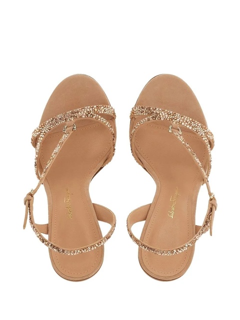 Ferragamo Gancini 105mm crystal-embellished sandals - Neutrals - zdjęcie produktu nr 2