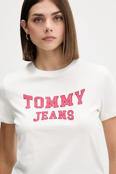 Tommy Jeans t-shirt bawełniany damski kolor beżowy DW0DW21966 - zdjęcie produktu nr 1