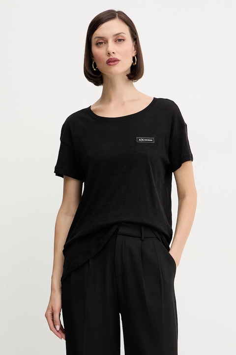 Armani Exchange t-shirt bawełniany damski kolor czarny XW001363 AF16296 - zdjęcie produktu nr 1