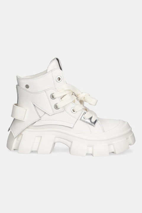GOE workery skórzane damskie kolor beżowy na platformie SS2N4055 WHITE - zdjęcie produktu nr 2