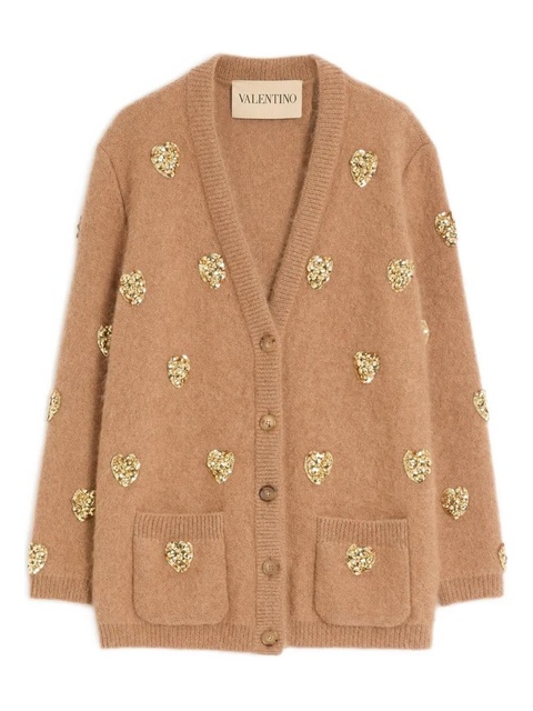 Valentino Garavani heart-embellished cardigan - Neutrals - zdjęcie produktu nr 1