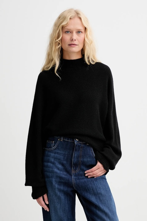 Twinset sweter z dodatkiem wełny damski kolor czarny lekki 252TT3353 - zdjęcie produktu nr 1