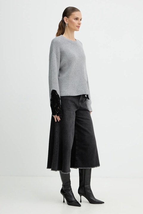 Pinko sweter z dodatkiem wełny damski kolor szary 105505 A2R1 - zdjęcie produktu nr 1