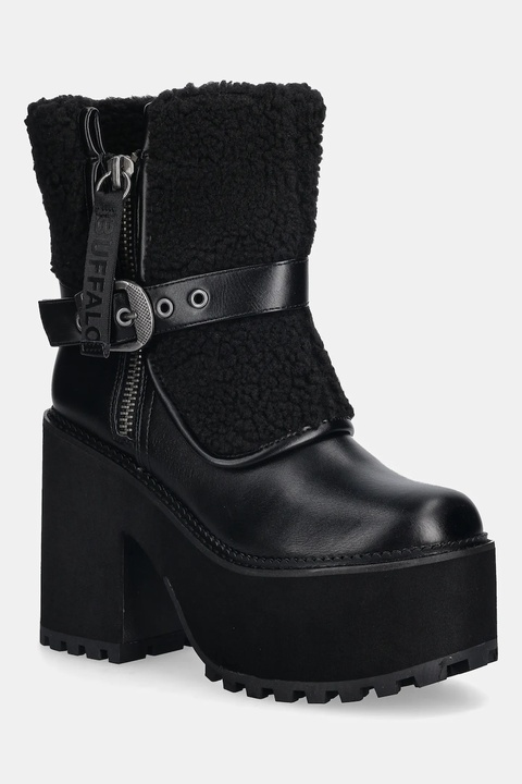 Buffalo botki Killah Fold Boot Warm damskie kolor czarny na słupku 1220081-BLK - zdjęcie produktu nr 1