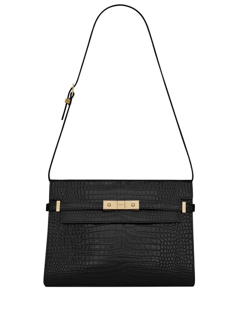 Saint Laurent Manhattan crocodile-embossed shoulder bag - Black - zdjęcie produktu nr 1