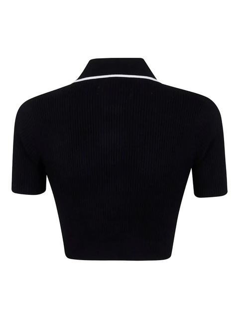 AMIRI embroidered ribbed-knit polo top - Black - zdjęcie produktu nr 1