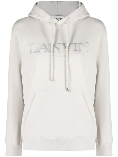 Lanvin logo-embroidered cotton hoodie - Neutrals - zdjęcie produktu nr 1