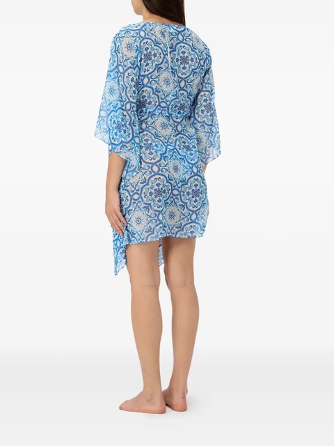 MC2 Saint Barth tile-print drawstring beach dress - Blue - zdjęcie produktu nr 1