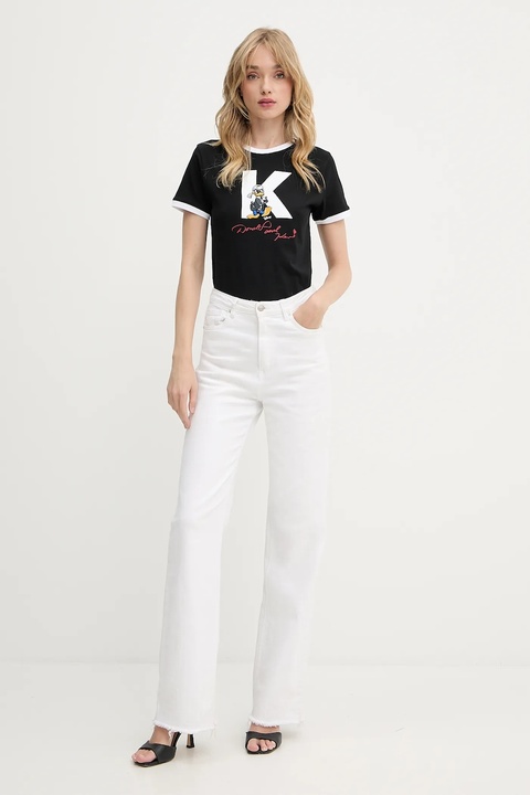 Karl Lagerfeld t-shirt bawełniany KL X DISNEY damski kolor czarny A3W17089 - zdjęcie produktu nr 2