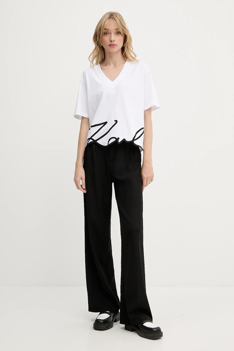 Karl Lagerfeld t-shirt bawełniany damski kolor biały A2W17104 - zdjęcie produktu nr 2
