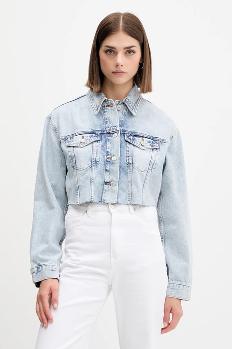 Tommy Jeans kurtka jeansowa kolor niebieski przejściowa oversize DW0DW21063 - zdjęcie produktu nr 1