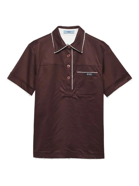 Prada patch-pocket raw-cut polo top - Brown - zdjęcie produktu nr 1