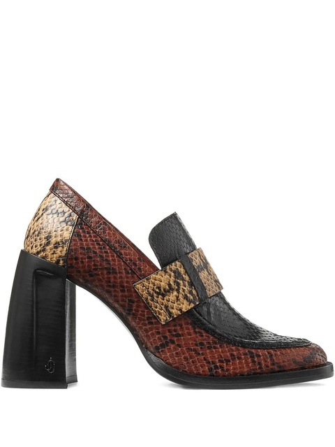 Jimmy Choo 80mm Tylor snakeskin-effect block-heel pumps - Brown - zdjęcie produktu nr 1