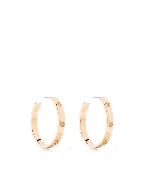 Tory Burch embossed-logo hoop earrings - Gold - zdjęcie produktu nr 2