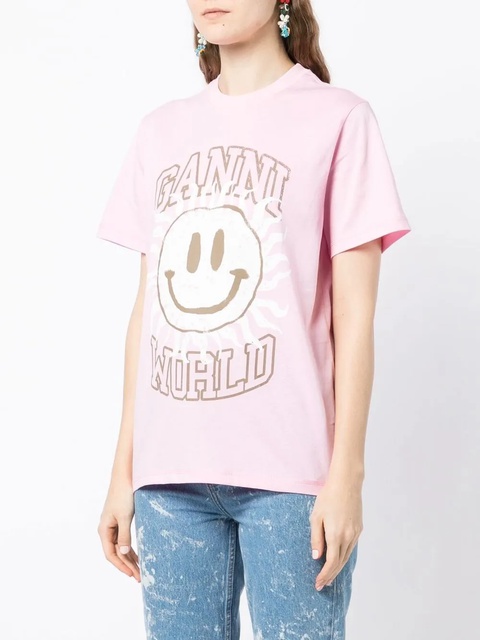 GANNI smiley relaxed-fit T-shirt - Pink - zdjęcie produktu nr 2