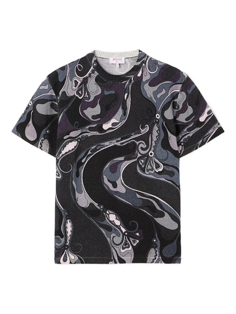 PUCCI orchidee print wool T-shirt - Black - zdjęcie produktu nr 1