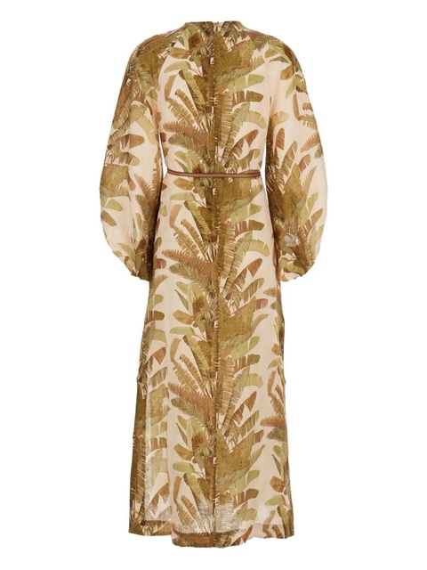 ZIMMERMANN Ascension leaf-print midi dress - Neutrals - zdjęcie produktu nr 1
