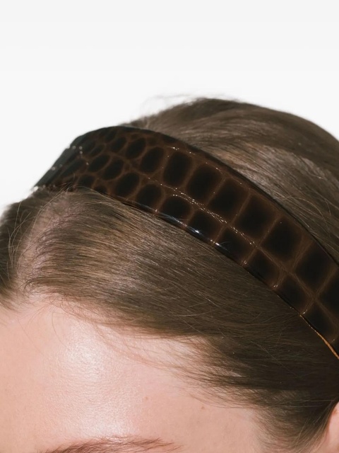 Jennifer Behr Cruz embossed-crocodile headband - Brown - zdjęcie produktu nr 2