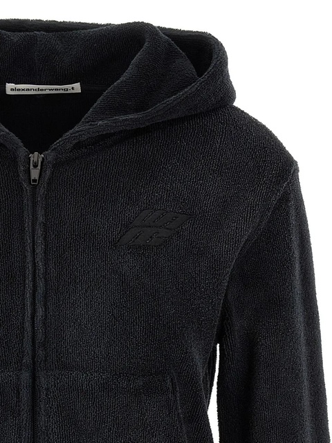 Alexander Wang logo-embroidered zip-front hoodie - Black - zdjęcie produktu nr 2