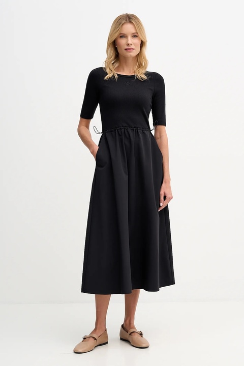 Dkny sukienka kolor czarny midi rozkloszowana DJ5D9113 - zdjęcie produktu nr 1