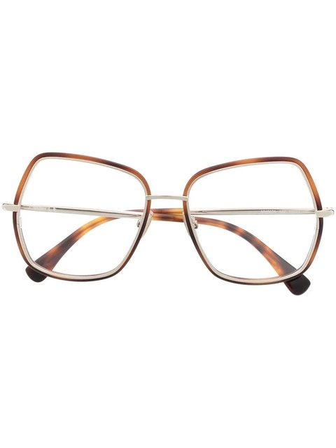 Max Mara Eyewear tortoiseshell-effect oversize-frame glasses - Brown - zdjęcie produktu nr 2
