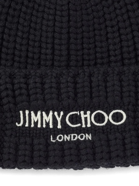 Jimmy Choo logo-embroidered ribbed-knit beanie - Black - zdjęcie produktu nr 2