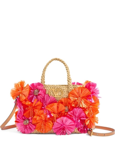 Valentino Garavani small floral-appliqué tote bag - Neutrals - zdjęcie produktu nr 1