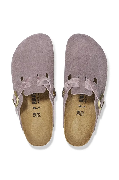 Birkenstock klapki zamszowe Boston Braided damskie kolor fioletowy 1029122 - zdjęcie produktu nr 2